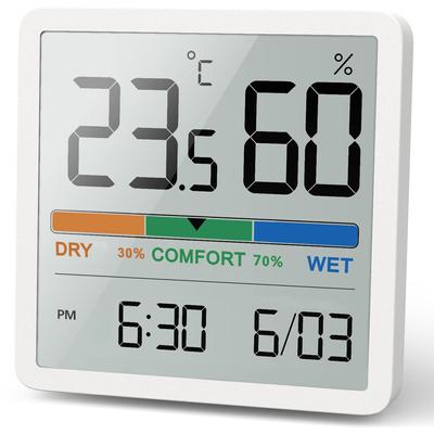 NOKLEAD Digital Indoor Thermometer and Hygrometer with and Tabletop Magnetic Comfort Level and Date LCD Screen Wall-Mounted Stands, Display, Clock,