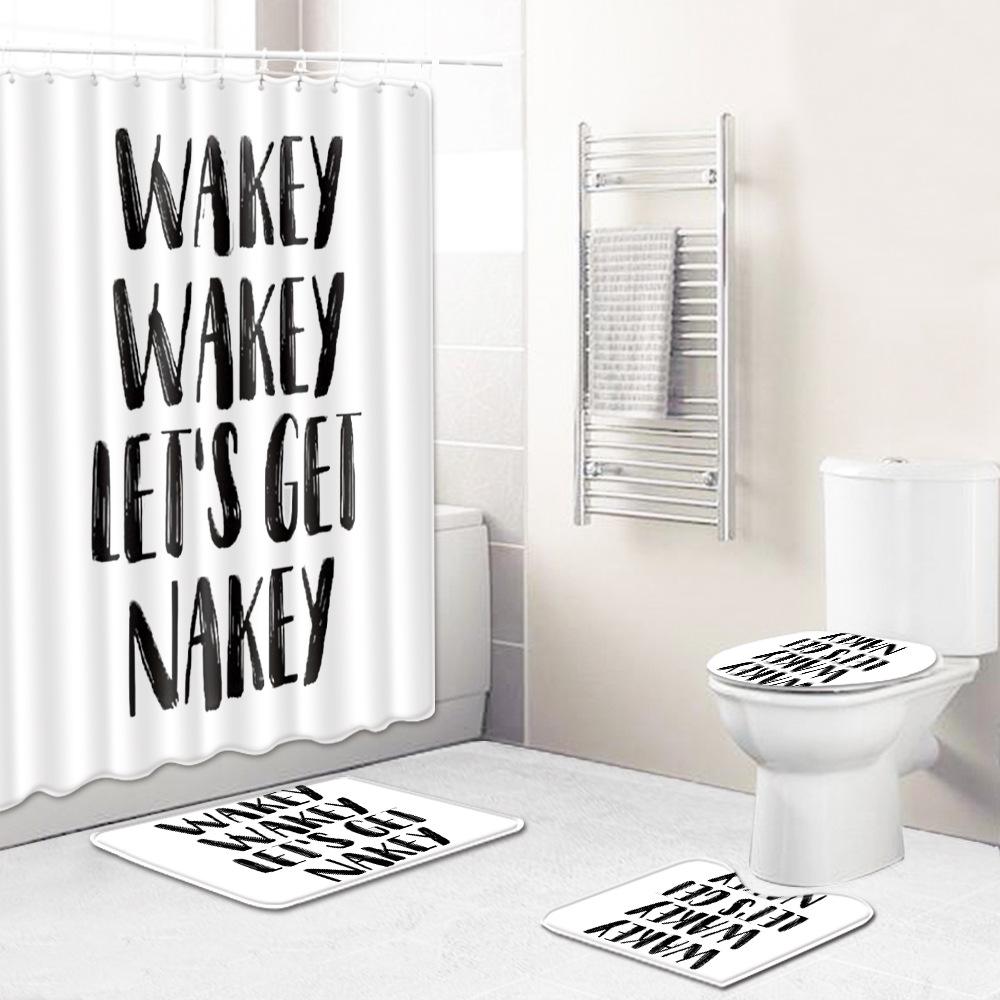 Creative Bathroom Non-Slip Floor Mat, Shower Curtain Combination Carpet, European And American Style Explosion Woman