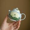 Hand-Painted Lotus Ceramic Teapot with Ball Hole Filter - New Chinese Style for Single Serve Tea Brewing