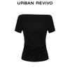 UR Women's Off-Shoulder Pleated Slim Fit T-Shirt