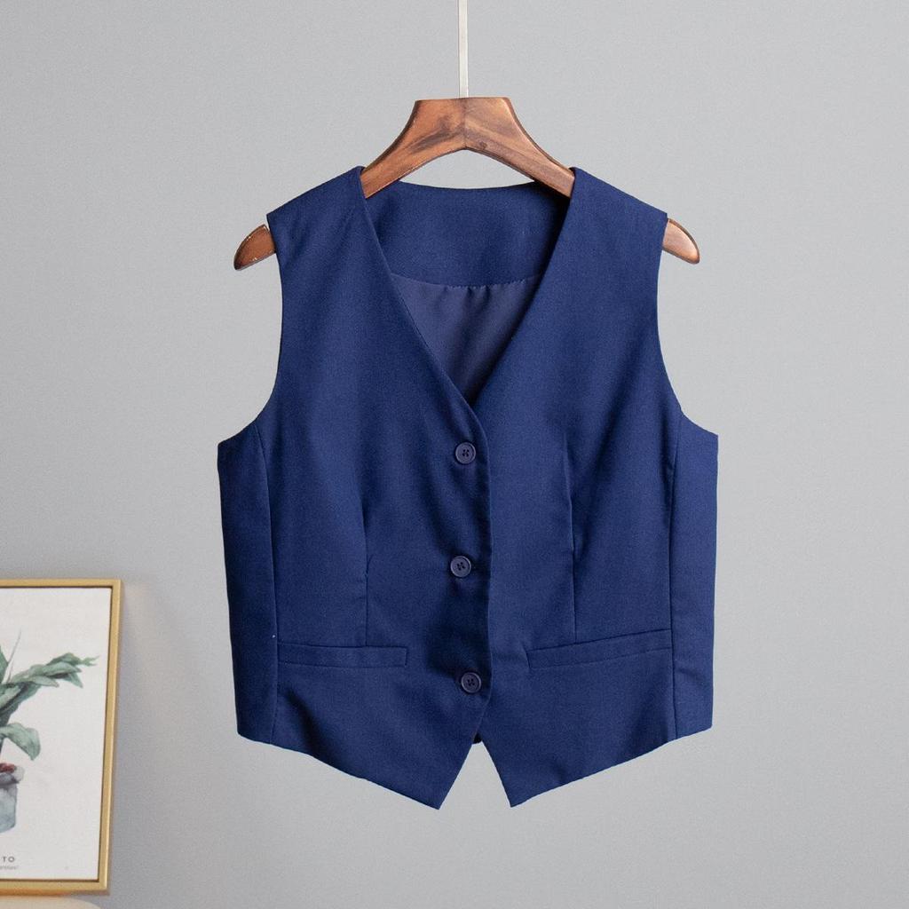 Kvinners Høst Vinter V-hals Dobbel Breasted Ensfarget Temperament Pendeldress Vest