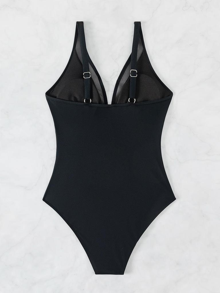 2025 European & American Backless Mesh Bikini Swimsuit