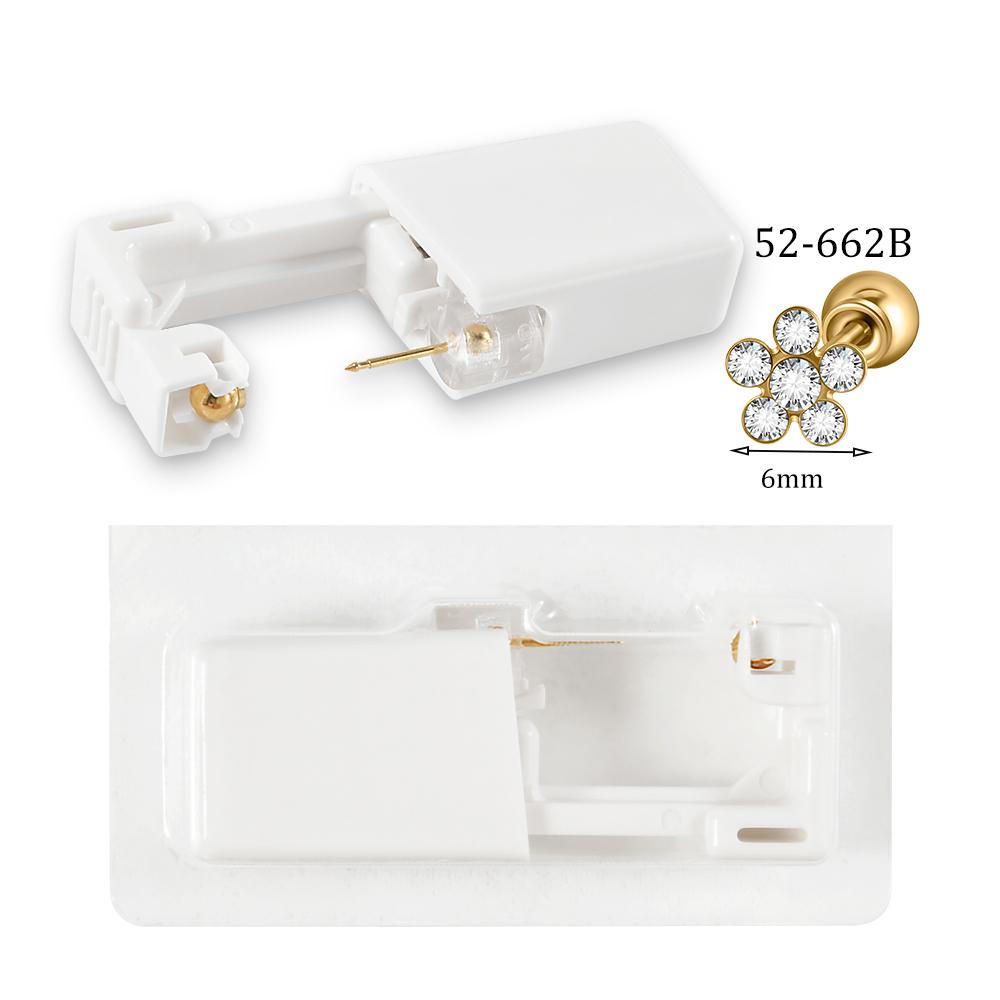 Easy To Use 24K Gold Plated Different Crystal Safe Ball Ear Piercing Gun Kit Disposable Disinfect Earring Piercer Machine Studs