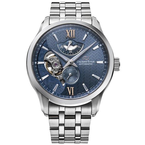 

Orient Чоловічі RK-AV0B08L (Чоловічий металевий сучасний багатошаровий скелетон) Круглий годинник срібний