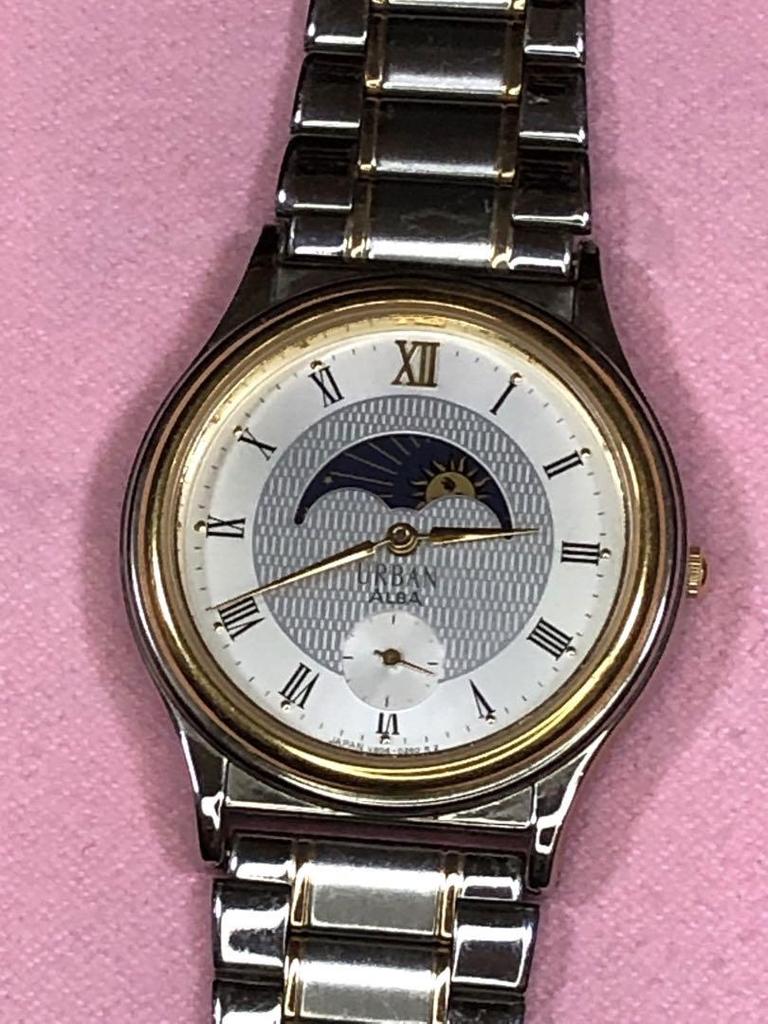 [USED] Men's Seiko Alba Sun & Moon Phase Watch with Small Seconds and Battery