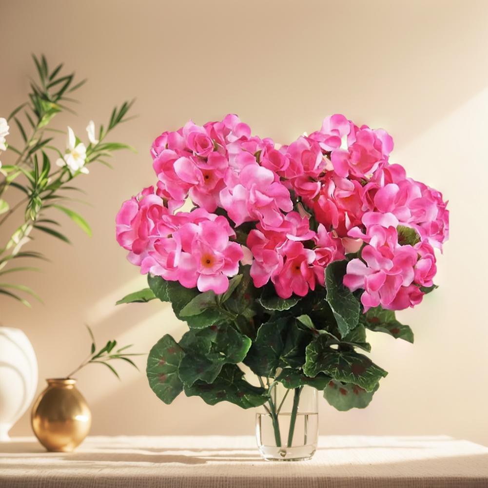 2 Pcs 12.6inch Artificial Geraniums Flowers Nonwoven Faux Flowers Geraniums Outdoor Garden Hanging Basket Indoor and Outdoor Use