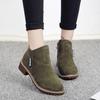 Complete four colors, all velvet side zipper round head suede low heel square heel fashion boots suede rubber short tube super