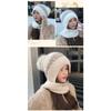 New Hoodie Beanie With Pom Winter Windproof Warm Knit Hats Ribbed Knitted Beanies Neck Guard Ski Hat For Women