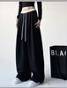 Women Contrast Waistband Wide Leg Sweatpants High Waist Loose Casual Trousers Regular & Tall Length S-XXL