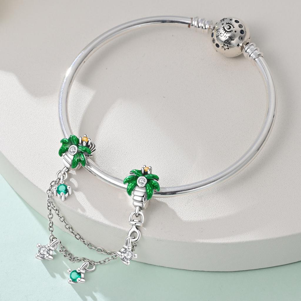 New Copper Flower Heart Bird Leaves Star Safety Chain Beads Bead Fit Bracelet Snake Chain Charms Beaded Women Gift