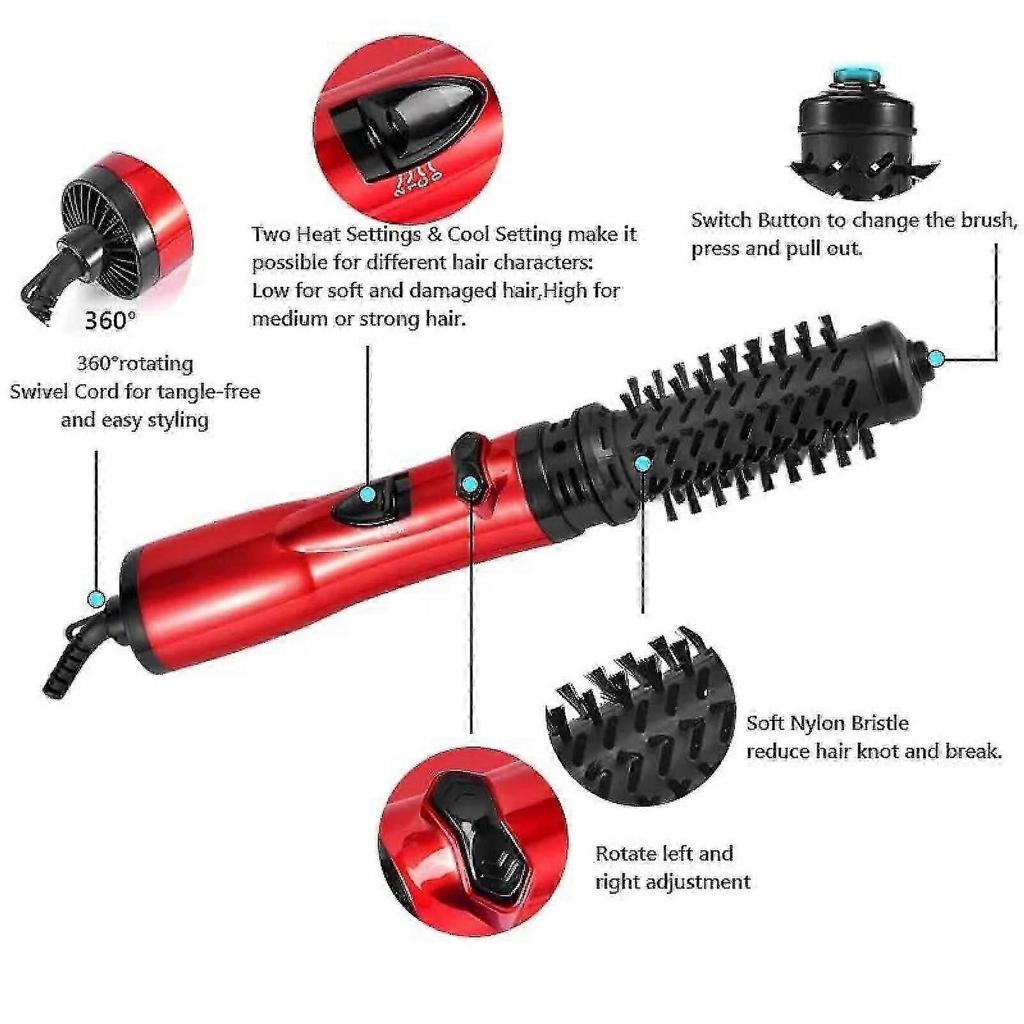 3 in 1 Hot Air Styler and Rotating Hair Dryer, 360 Rotation for Blow Drying Hair, Curling Hair, Straightening Hair, Round Hot Air Rotating Brush Kit