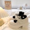 2025 Spring New Thick-soled Mary Jane Small Leather Shoes Women's Versatile Skirt French Retro Round Head Pearl Single Shoes
