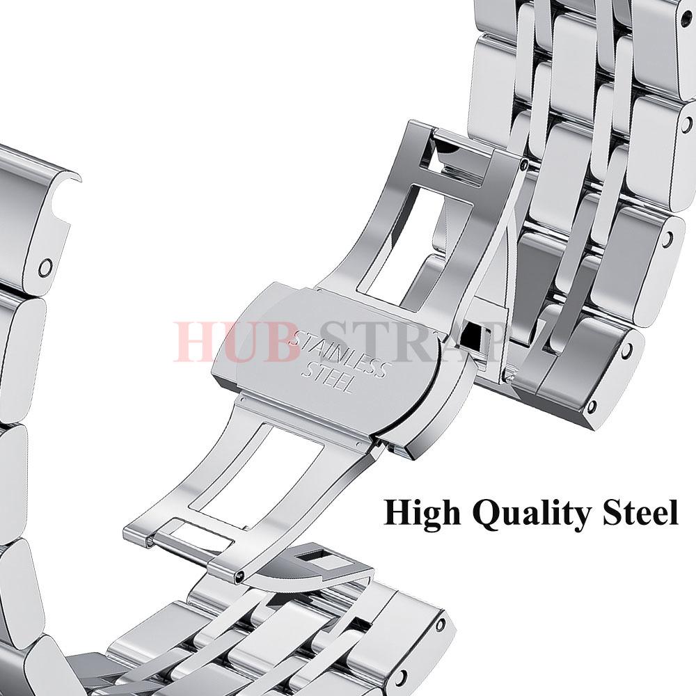 Cinturino Orologio in Acciaio Inossidabile 316L Sette Perle 12/14/16/18/19/20/21/22/24mm Fibbia a Farfalla Solida Accessori Universali per Cinturino