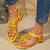 Damen Florale Elastische Band Tanga Sandalen Sommer Lässig Flach Zum Hineinschlüpfen Offene Zehen Leichte Bequeme Strandschuhe