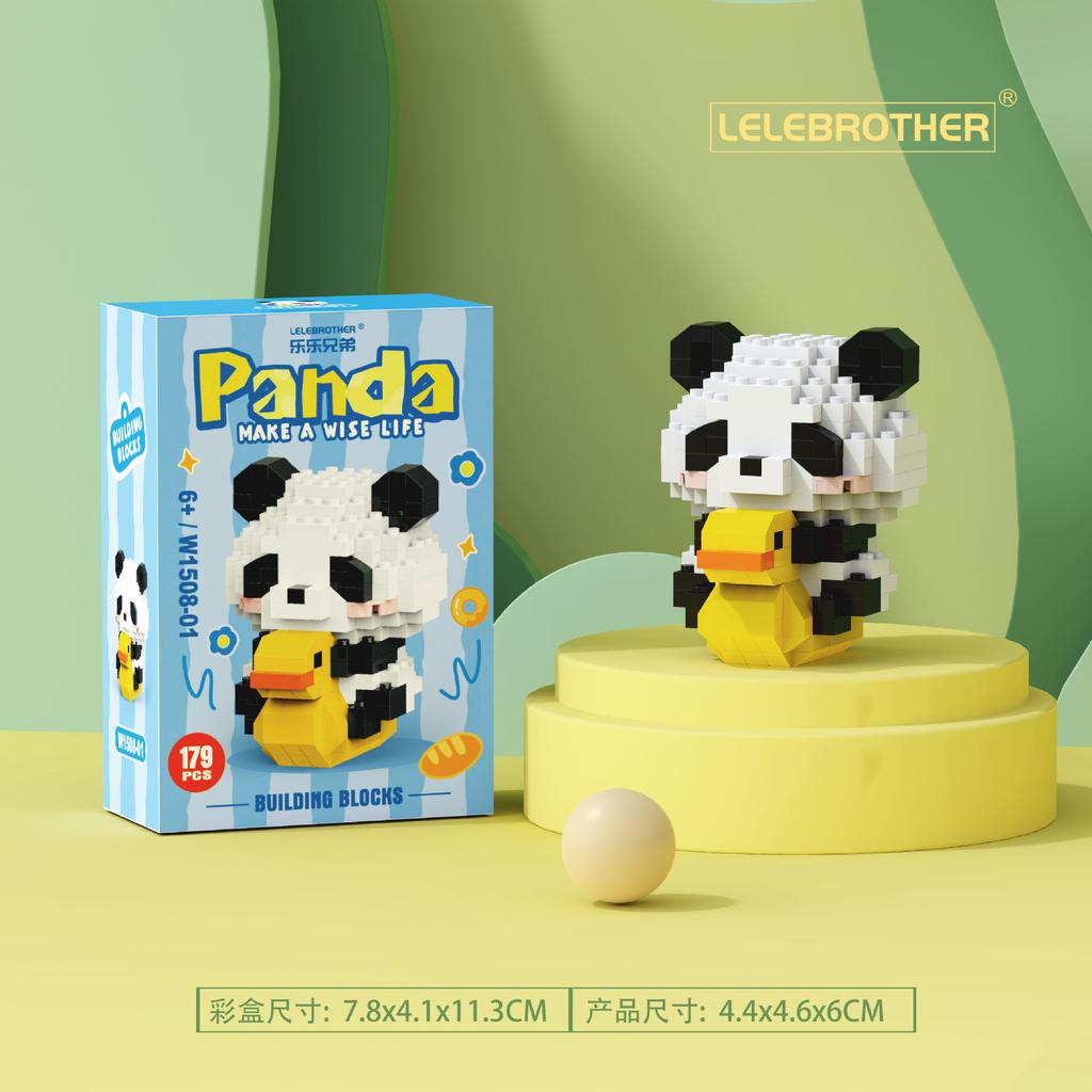New cartoon building blocks cute pandas flowers, menglan dolls puzzle building blocks Table ornaments boys girls birthday gifts