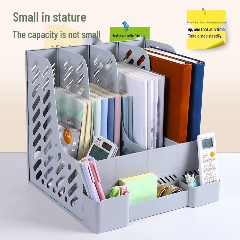 Three-Column Office File Rack: Multi-Layer Thickened Organizer for Study Supplies and Archive Folders