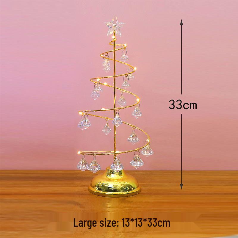 LED Iron Art Diamond Christmas Tree Ornaments - Decorative Desktop Lights