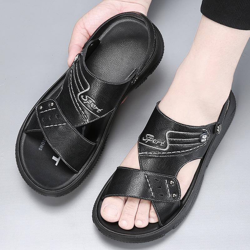 Fashion Sandals 2024 Summer Genuine Leather Sandals for Men Leisure Beach Sandals Male Summer Shoes Lightweight Outdoor Casual Sandals