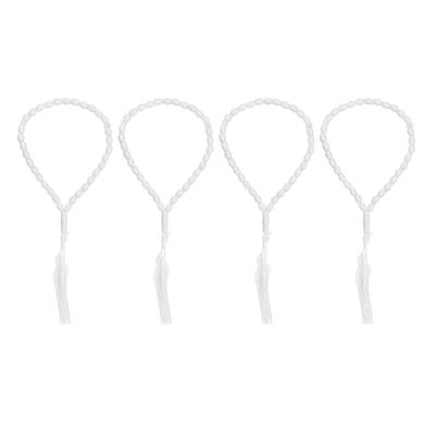 4 Stück Muslimischer Tasbih 33 Perlen Halskette Armband für Rosenkranz Gebet Islam Eid Ramadan Geschenk Weiß