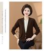 2023 Autumn-Winter V-neck Wool Sweater for Middle-aged and Elderly Women - High Quality Knitwear, Fake Two-piece Design