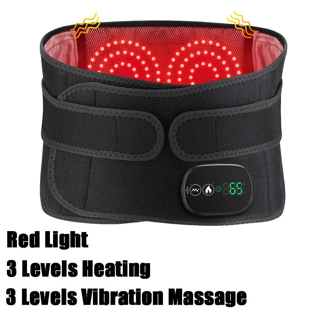 Rotes Licht Heizung Taillenmassagegürtel Kabellos Heiße Kompresse Vibration Rückenmassagegerät Lendenwirbelstütze Bauchschutz Gebärmutterwärmer
