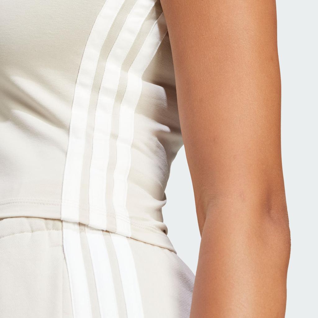 Adidas Essentials 3-Stripes Slim Fit Short Sleeve Sports T-Shirt Women Tops Miracle-Kaolin-Brown White JE1247