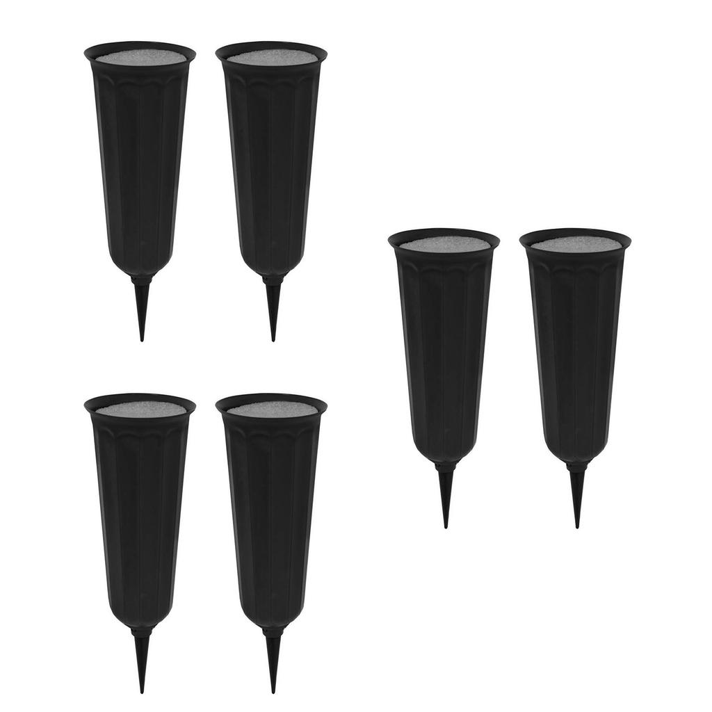6Pcs Plastic Grave Vases with Spikes and Foam Inserts for Cemetery Decoration Flower Holder for Memorial and Funeral Use
