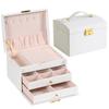 Rings Necklace Jewelry Holder PU Leather Jewelry Storage Case Simple Square Jewelry Box  Vacation