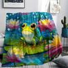 Frog Print Flannel Blanket, High quality Comfortable for All Seasons, Home Decor, Warmth and Comfort, Perfect for Christmas Gifts