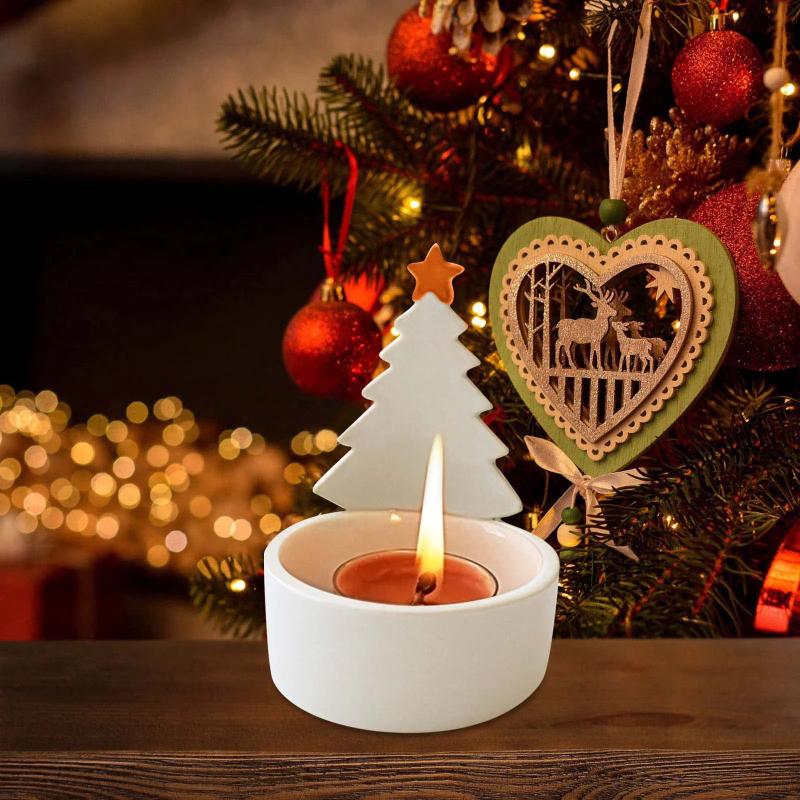Ceramic Christmas Candle Holder for Holiday Decor Tealight Candle Stand Christmas 2025 News Decoration