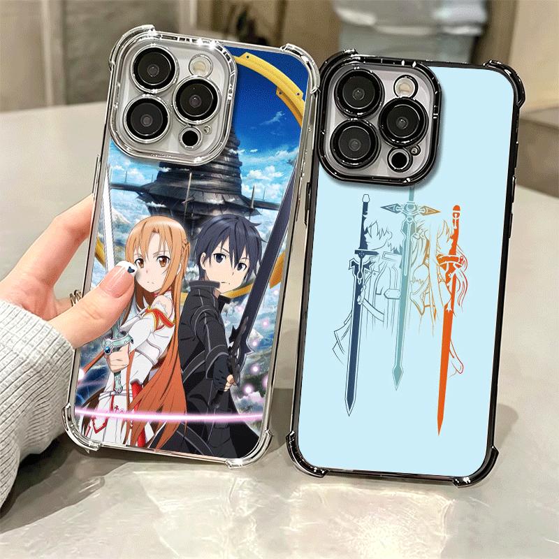 Sword Art Online Anime Soft Phone Case For iPhone 15 16 17 Air 14 Pro Max 16E Plus 13 12 Mini Plating Anti-Fall Fundas