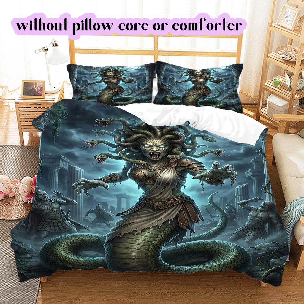mythological figures Pattern Bedding Quilt Set Quilt Cover Pillowcase Home Decoration Birthday Gift (1 * duvet cover + 2 * pillowcase, without core)