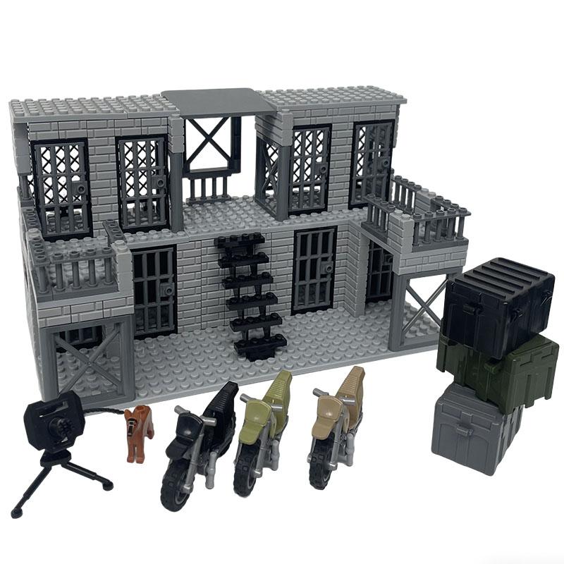 WK2 Militärbasis Moc Sentinel Turm Wachturm Gefängniskäfig Gebäude Modell Militärspielzeug Waffen Baustein DIY Junge Kind Geschenk