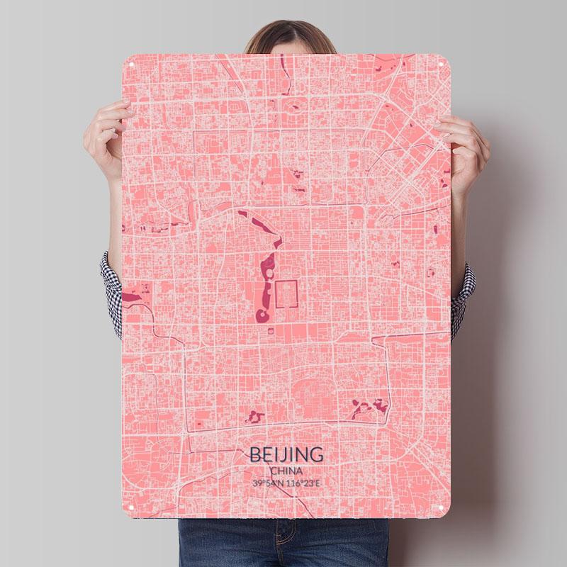 

Пекинская Розовая Роза Карта Жестяные Таблички Карта Постер Эстетика Декор Комнаты Мужчины На Заказ Металлическая Табличка для Настенного Художественного Украшения Ретро Дом 20x30cm（7.8x11.8inch）