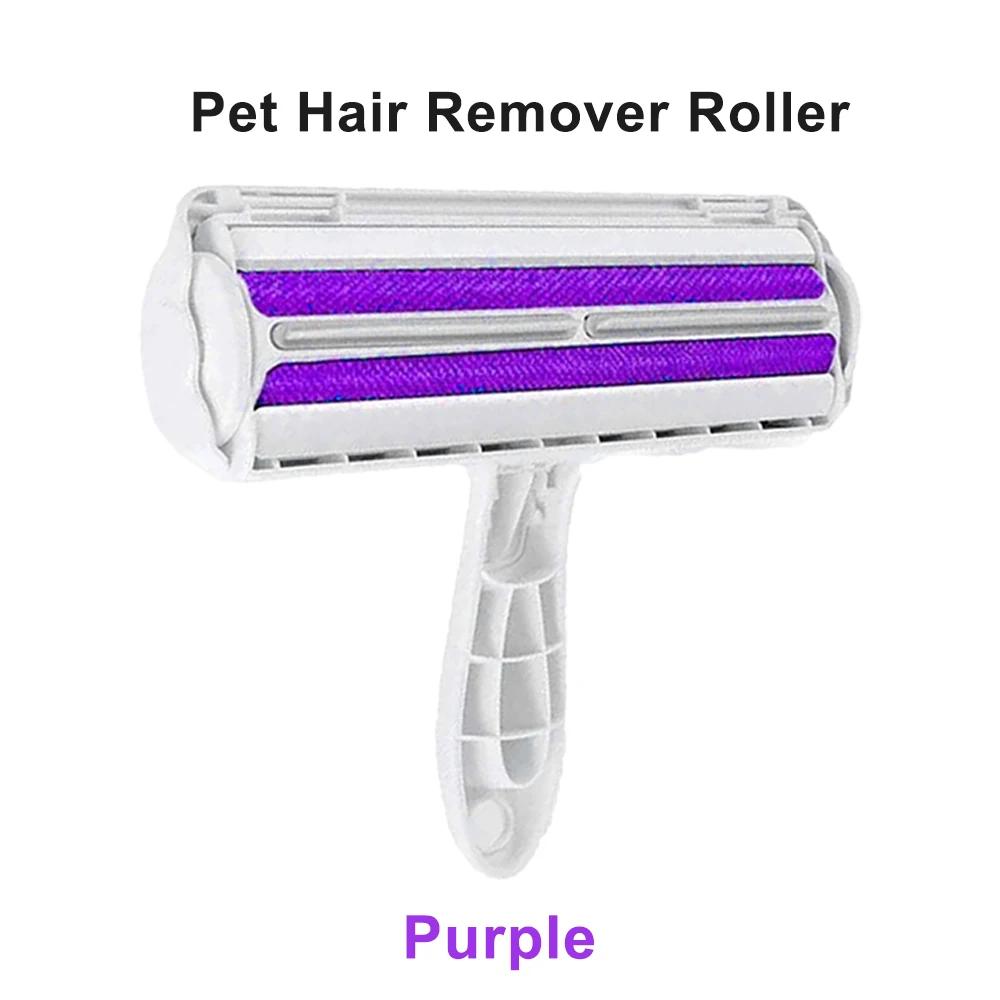 Pet Hair Roller Remover Lint Brush 2-Way Dog Cat Comb Tool Convenient Cleaning Dog Cat Fur Brush Base Home Furniture Sofa Clothe