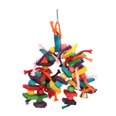 Zabawka do gryzienia dla papużek falistych Wielokolorowe Naturalne Drewniane Klocki Zabawka dla Ary Ptaków Domowych Gruba Lina