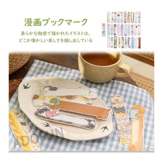 ADOFUN Bookmarks, 30 Unique Designs, Thick Paper, Cute Cat & Puppy Motifs, Message Cards, Reading Accessories, Gift for Book Lovers, Students,