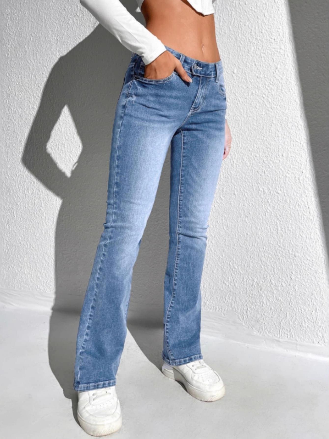 

Women s 2026 Slimming Elastic Waistband Jeans with Hip Lift Design Medium синий