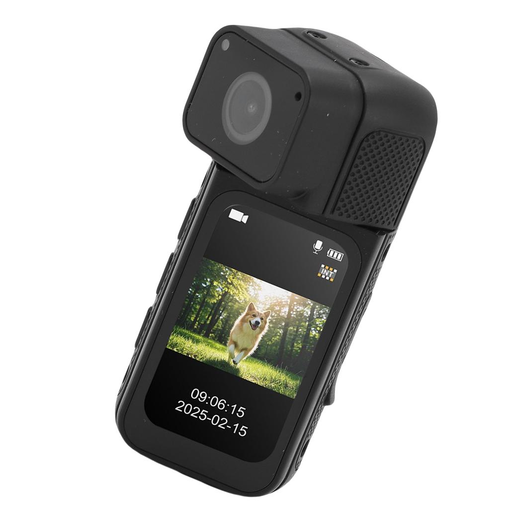 Body Worn Camera Portable POV Recording 64GB 2.7K 180 Degree Rotatable Magnetic Hanging Lanyard Wearable Camcorder for