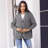 Women's V-neck Solid Color Knitted Cardigan Loose Single-breasted Sweater for Spring and Autumn