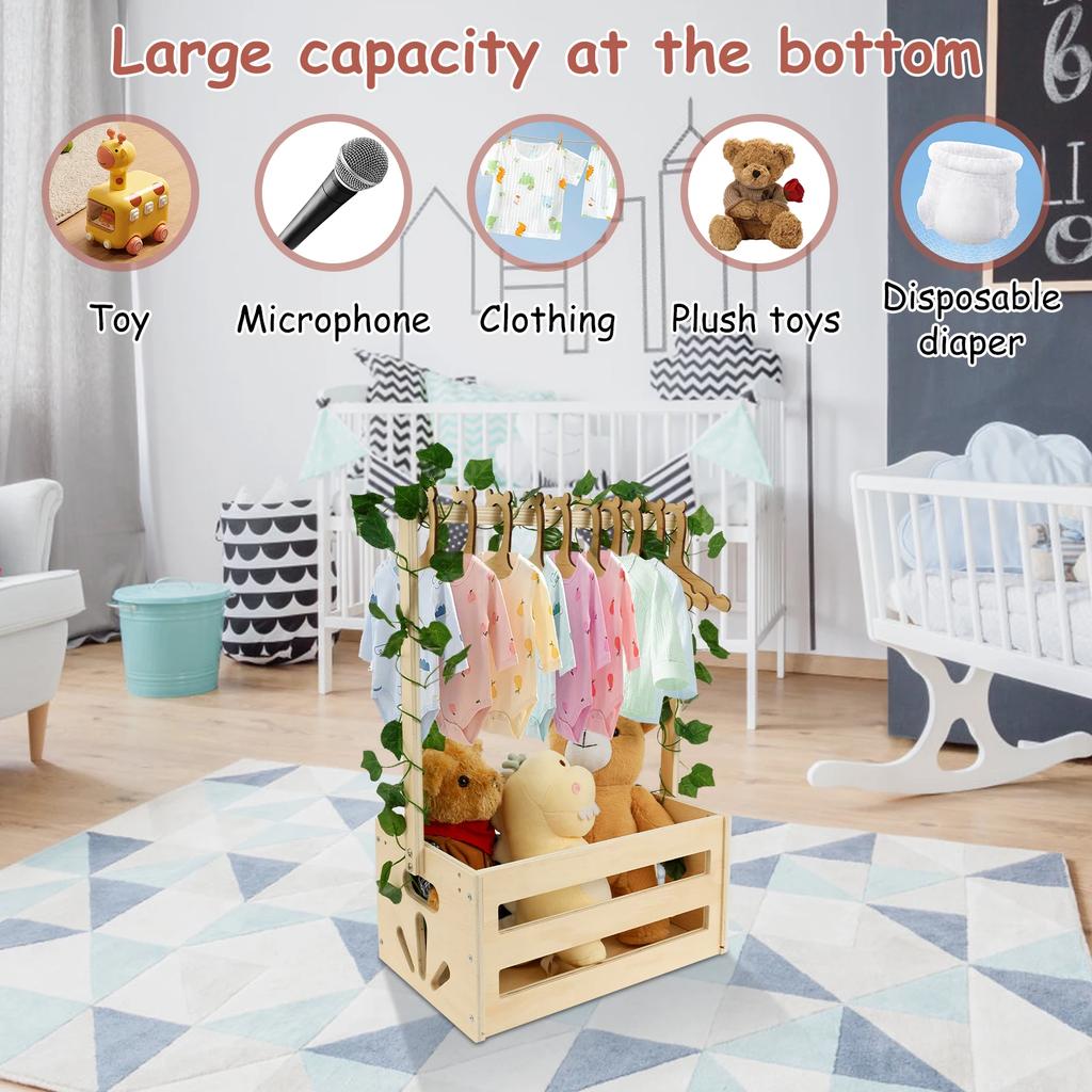Wood Baby Shower Crate Closet Easy to Install Baby Wood Box Storage Solid Versatile Newborn Boy Girl Welcome Basket for Present