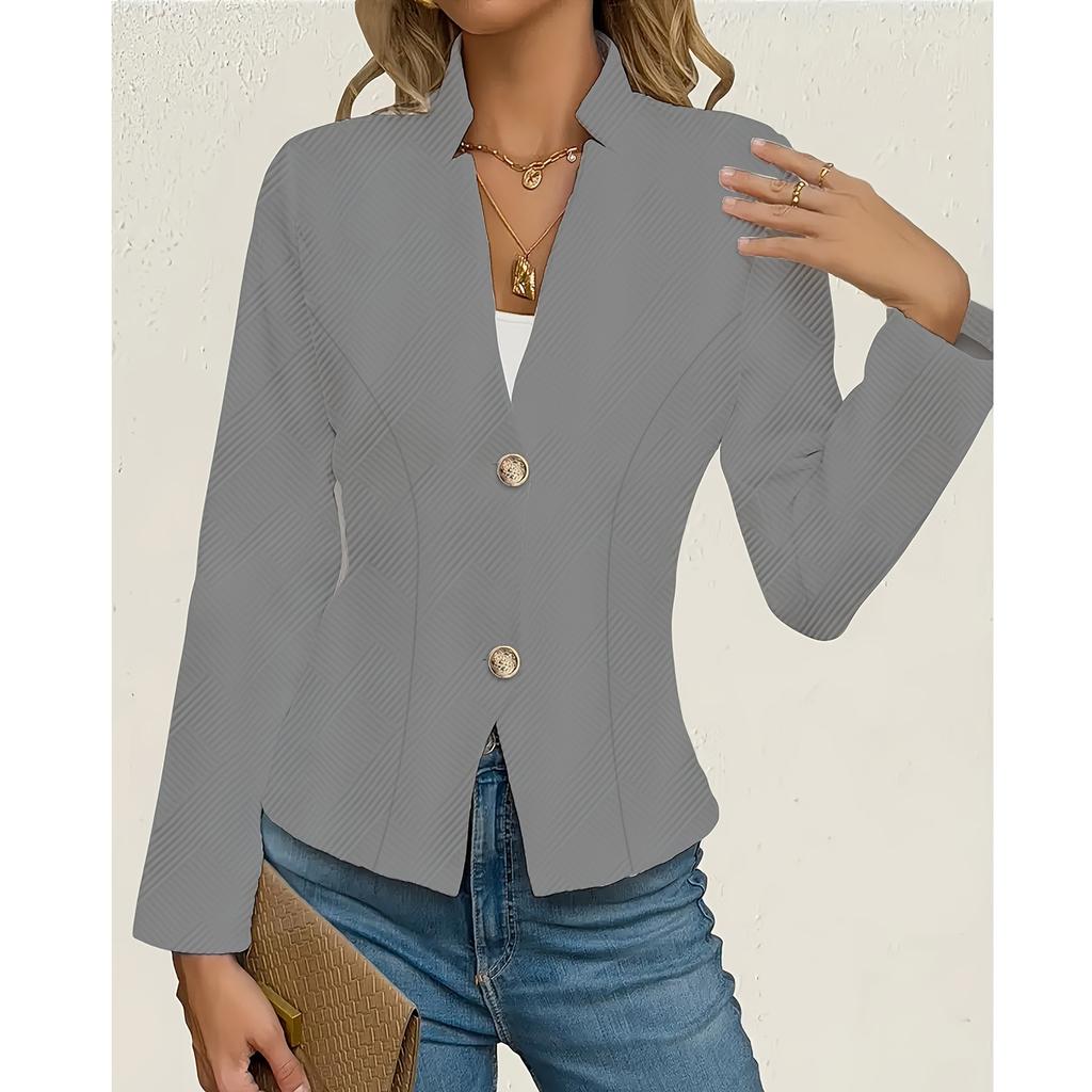 Women's Casual Solid Color Slim Fit Two Button Collar With Missing Corners Long Sleeved Suit Jacket