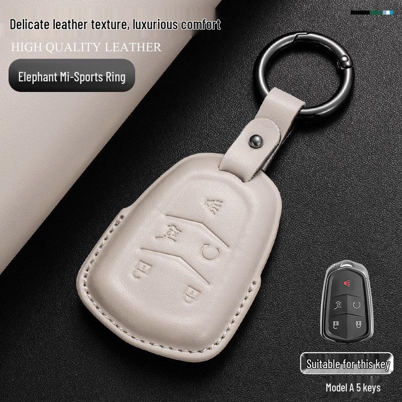 Genuine Leather Key Case for Cadillac: Compatible with CT6, XT5, XT4, XT6, CT4, CT5, XTS, GT4, and ATSL Models.