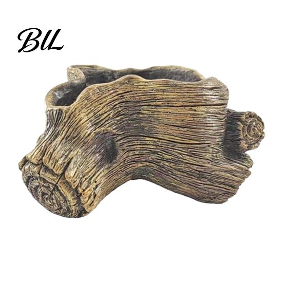 Small Decorative Pots for Living Room Resin Tree Stump Flowerpot Succulents Plants, Imitation Wood Grain Planter Compact Flower Windowsills