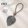 Hand-Knotted Curtain Strap Braided Leaf Tieback, Boho Cotton Rope Holder, Fringe Living Room Tieback Edge Knotted Draperies Holder for Bedroom