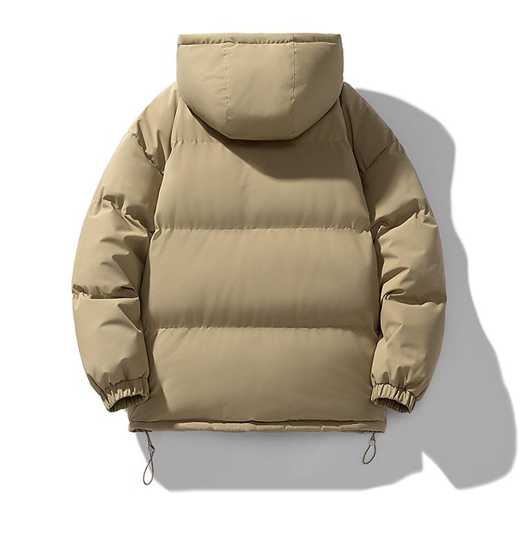 2025 Minimalist Men's Solid Color Hooded Cotton Jacket - Warm, Trendy, Loose Fit Winter Wear