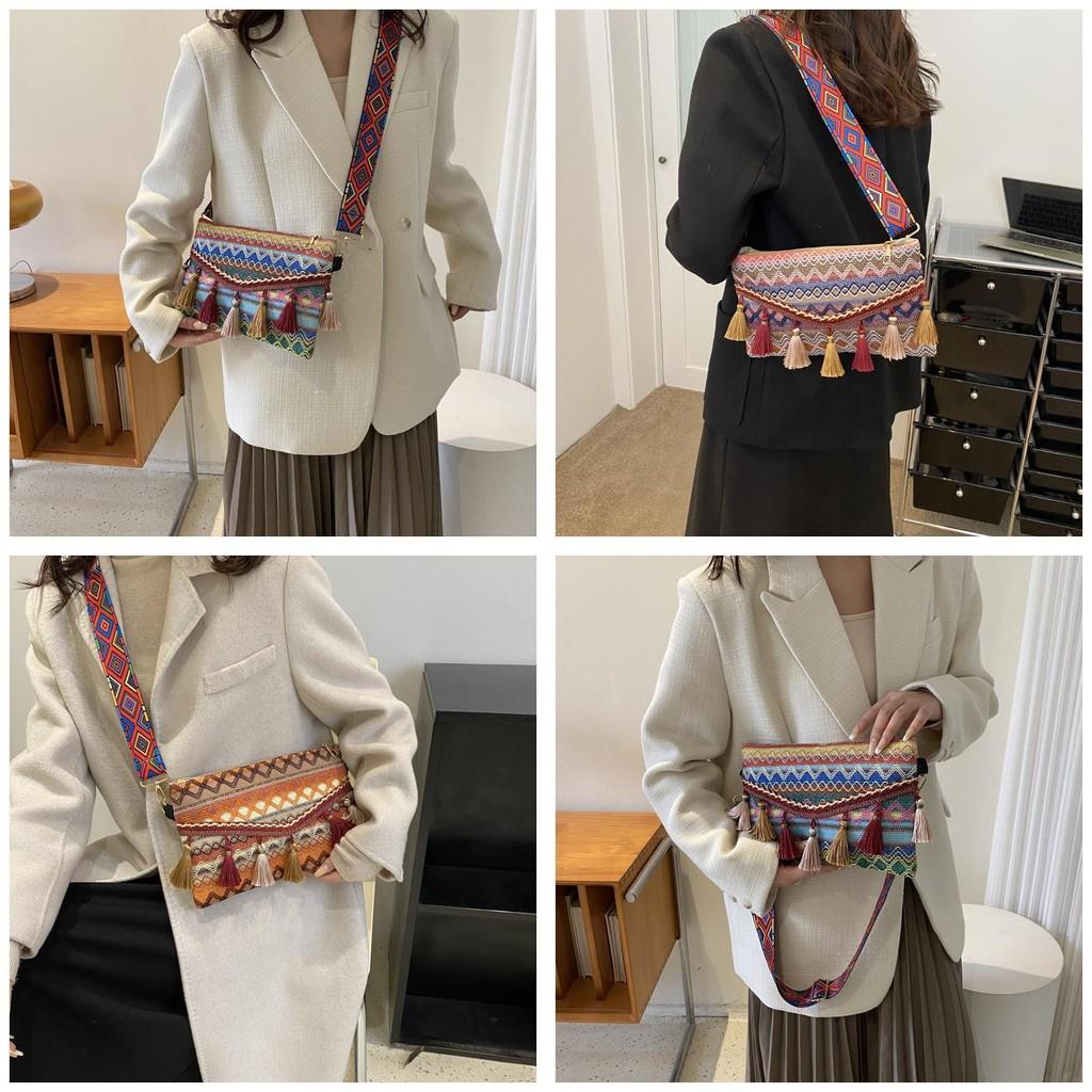 Ethnic Style Womens Shoulder Bag With Nylon Material And Woven Design For Daily Use