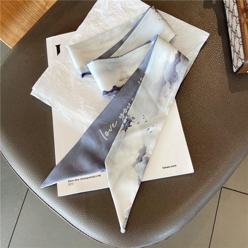 Silk Scarf Headband French Braided Hair Ribbon Versatile Ponytail Streamer Headgear Bag Decoration