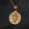 Kalen Stainless Steel Round Pendant Necklaces For Men Punk Religious Vintage Choker Angel Madonna Crown Charms Trend Jewelry