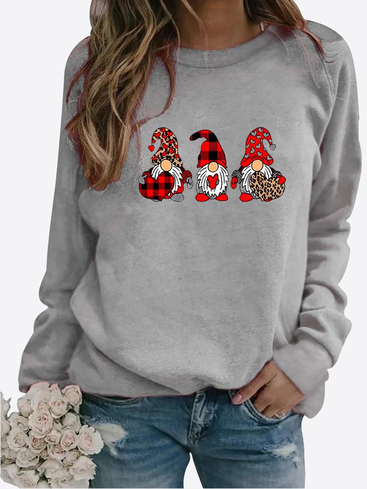 Tricou cu imprimeu LOVE pentru femei de iarnă, cu gât rotund, cu mânecă lungă, ocazional, bluză, pulover de pluș